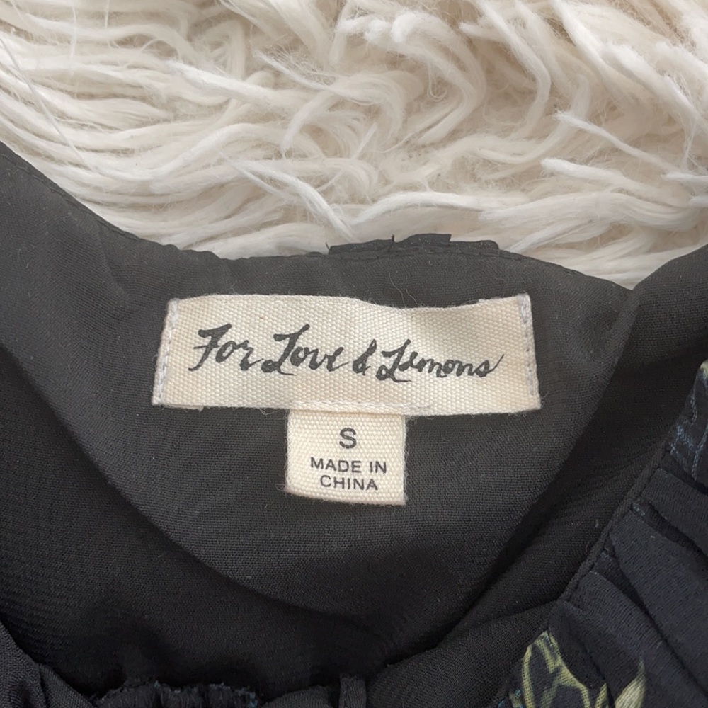 For Love & Lemons Black Floral Long Sleeve Smocked Mini Dress - Picture 3 of 4